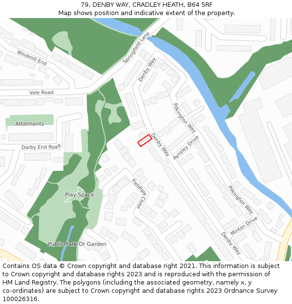 79, DENBY WAY, CRADLEY HEATH, B64 5RF: Location map and indicative extent of plot