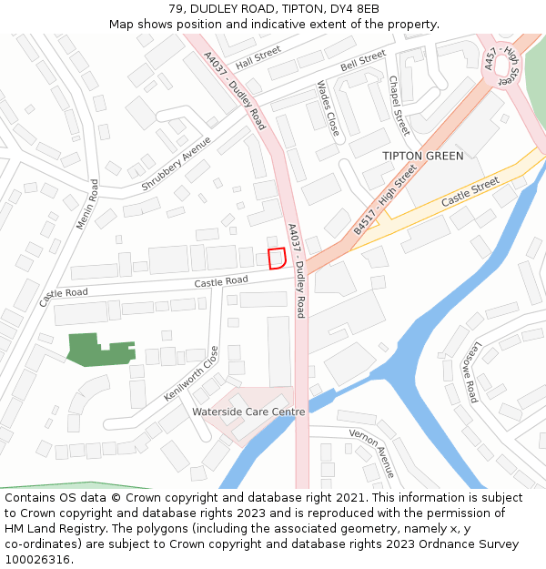 79, DUDLEY ROAD, TIPTON, DY4 8EB: Location map and indicative extent of plot
