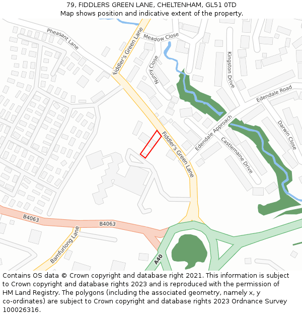 79, FIDDLERS GREEN LANE, CHELTENHAM, GL51 0TD: Location map and indicative extent of plot
