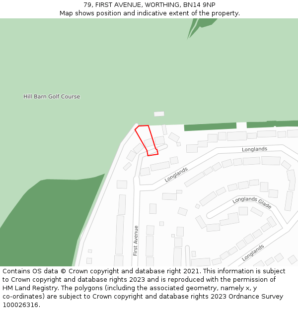 79, FIRST AVENUE, WORTHING, BN14 9NP: Location map and indicative extent of plot