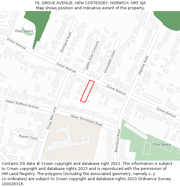 79, GROVE AVENUE, NEW COSTESSEY, NORWICH, NR5 0JA: Location map and indicative extent of plot