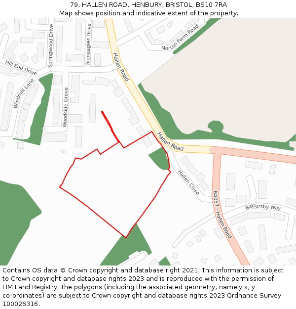 79, HALLEN ROAD, HENBURY, BRISTOL, BS10 7RA: Location map and indicative extent of plot