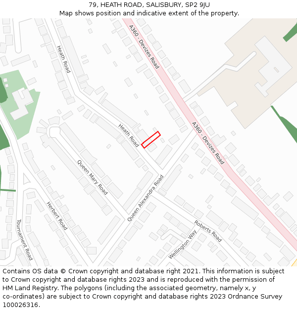 79, HEATH ROAD, SALISBURY, SP2 9JU: Location map and indicative extent of plot
