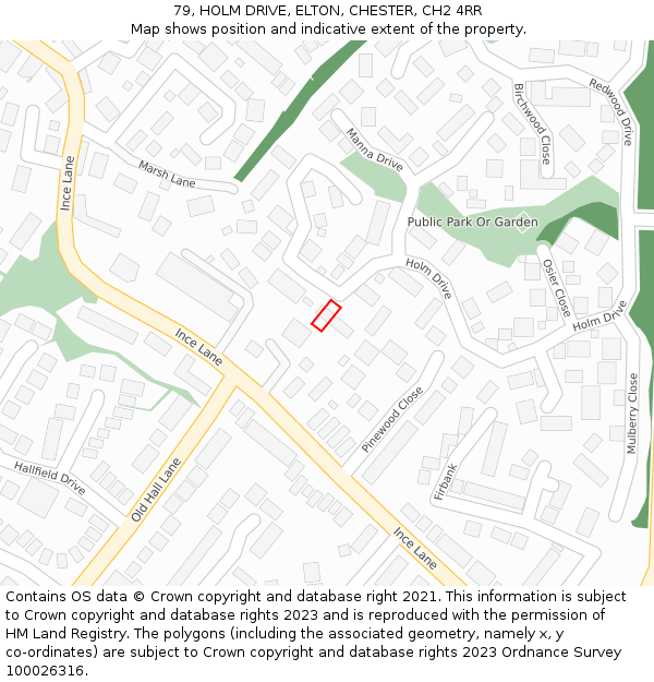 79, HOLM DRIVE, ELTON, CHESTER, CH2 4RR: Location map and indicative extent of plot