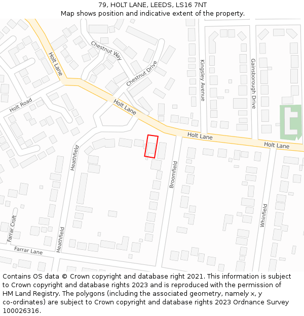 79, HOLT LANE, LEEDS, LS16 7NT: Location map and indicative extent of plot