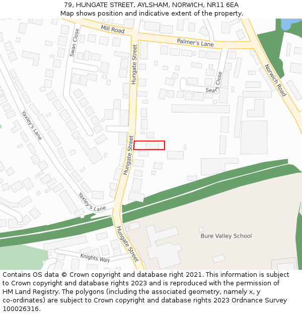 79, HUNGATE STREET, AYLSHAM, NORWICH, NR11 6EA: Location map and indicative extent of plot