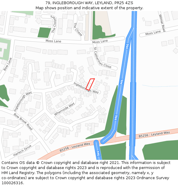 79, INGLEBOROUGH WAY, LEYLAND, PR25 4ZS: Location map and indicative extent of plot