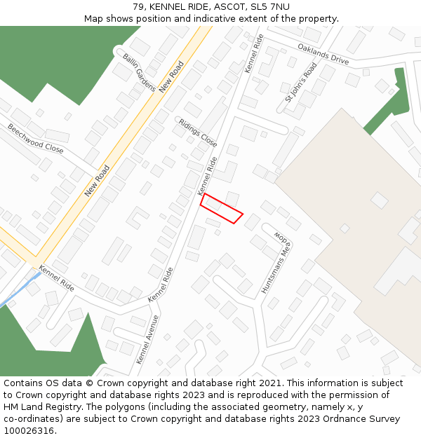 79, KENNEL RIDE, ASCOT, SL5 7NU: Location map and indicative extent of plot