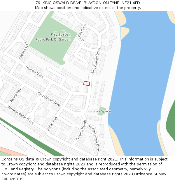 79, KING OSWALD DRIVE, BLAYDON-ON-TYNE, NE21 4FD: Location map and indicative extent of plot