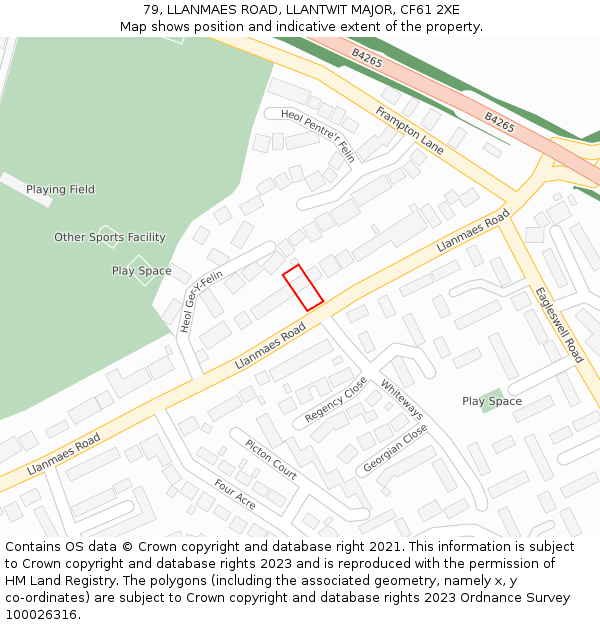 79, LLANMAES ROAD, LLANTWIT MAJOR, CF61 2XE: Location map and indicative extent of plot