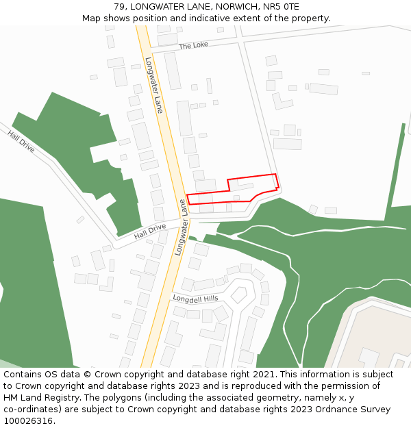 79, LONGWATER LANE, NORWICH, NR5 0TE: Location map and indicative extent of plot
