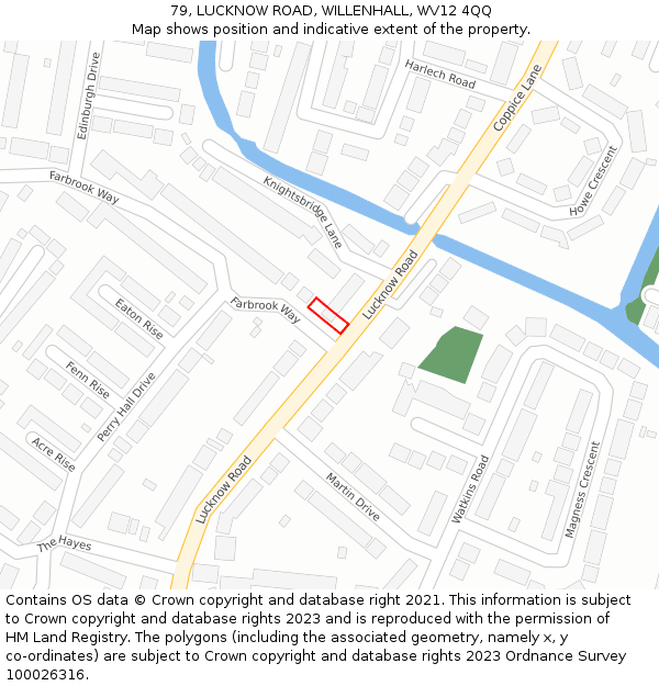 79, LUCKNOW ROAD, WILLENHALL, WV12 4QQ: Location map and indicative extent of plot