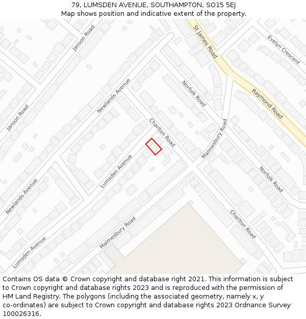 79, LUMSDEN AVENUE, SOUTHAMPTON, SO15 5EJ: Location map and indicative extent of plot