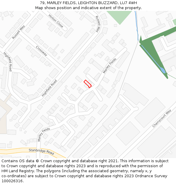 79, MARLEY FIELDS, LEIGHTON BUZZARD, LU7 4WH: Location map and indicative extent of plot