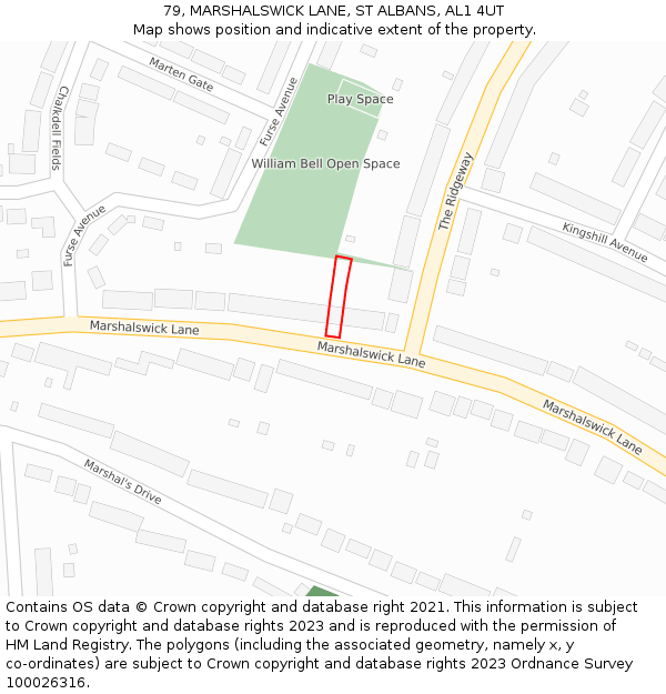 79, MARSHALSWICK LANE, ST ALBANS, AL1 4UT: Location map and indicative extent of plot