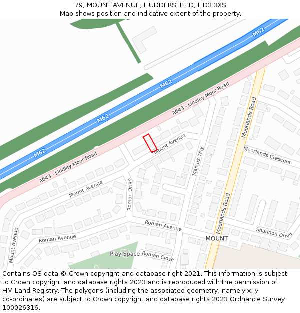 79, MOUNT AVENUE, HUDDERSFIELD, HD3 3XS: Location map and indicative extent of plot