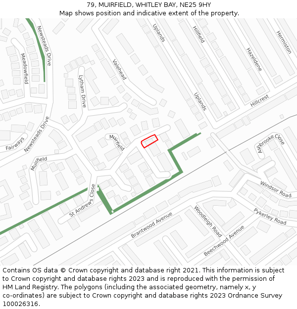 79, MUIRFIELD, WHITLEY BAY, NE25 9HY: Location map and indicative extent of plot