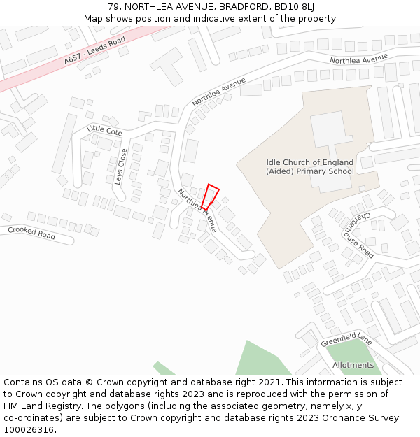 79, NORTHLEA AVENUE, BRADFORD, BD10 8LJ: Location map and indicative extent of plot