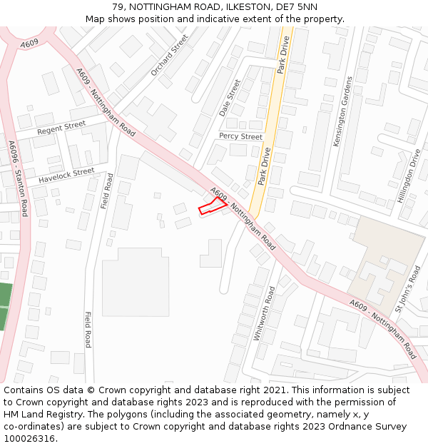 79, NOTTINGHAM ROAD, ILKESTON, DE7 5NN: Location map and indicative extent of plot