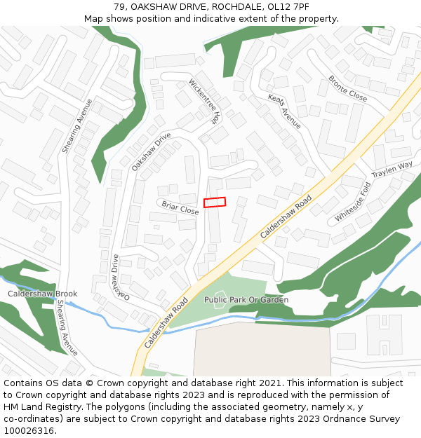 79, OAKSHAW DRIVE, ROCHDALE, OL12 7PF: Location map and indicative extent of plot