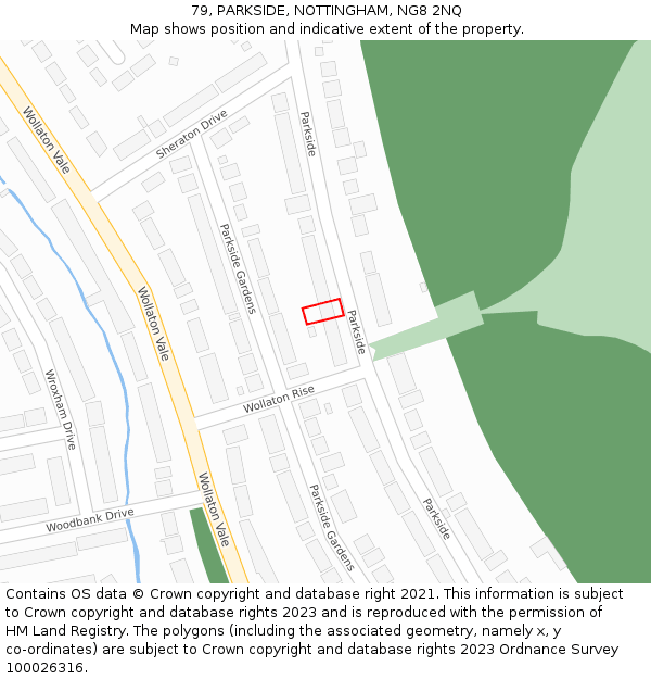 79, PARKSIDE, NOTTINGHAM, NG8 2NQ: Location map and indicative extent of plot