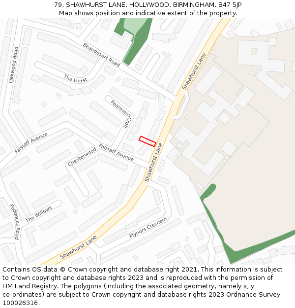 79, SHAWHURST LANE, HOLLYWOOD, BIRMINGHAM, B47 5JP: Location map and indicative extent of plot