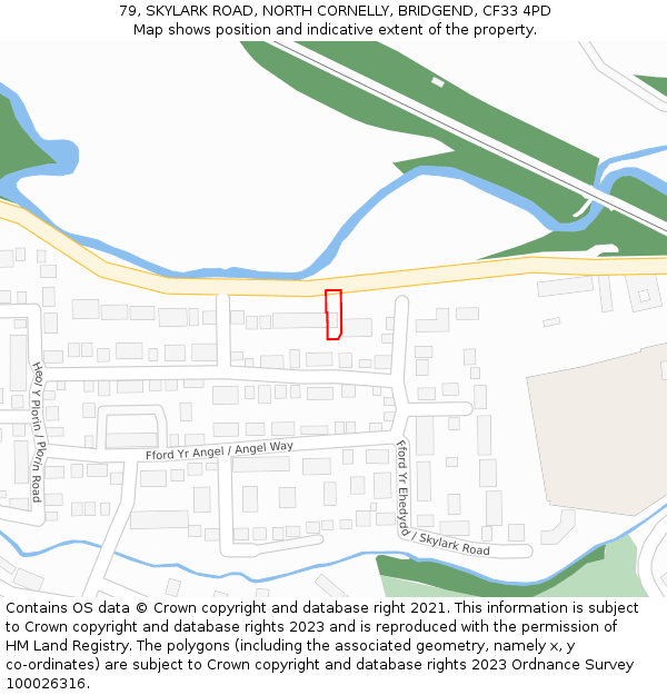 79, SKYLARK ROAD, NORTH CORNELLY, BRIDGEND, CF33 4PD: Location map and indicative extent of plot