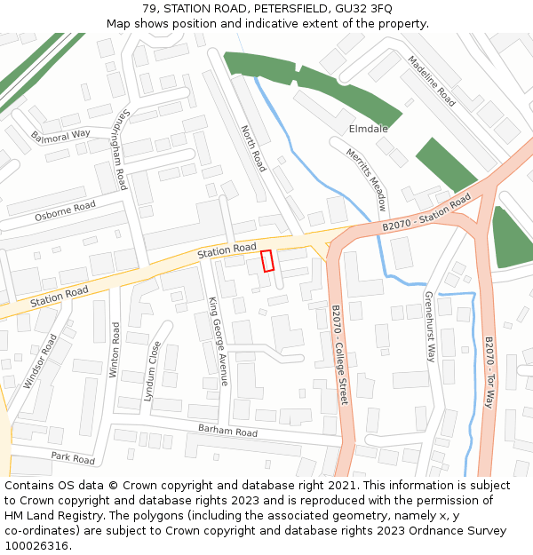 79, STATION ROAD, PETERSFIELD, GU32 3FQ: Location map and indicative extent of plot