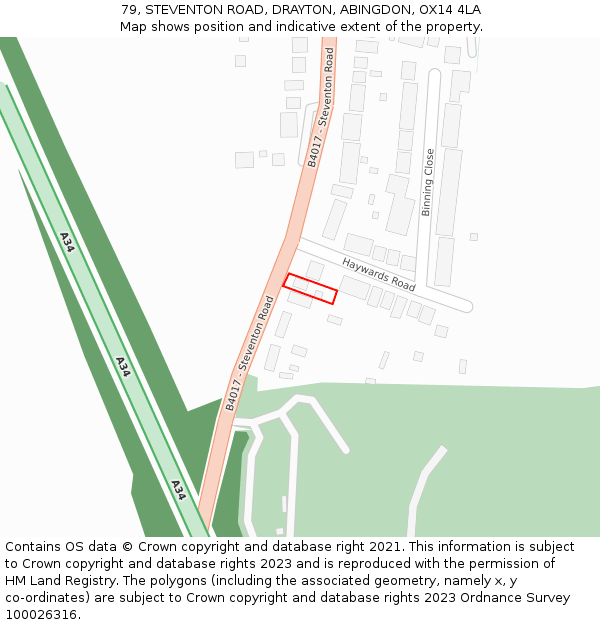 79, STEVENTON ROAD, DRAYTON, ABINGDON, OX14 4LA: Location map and indicative extent of plot