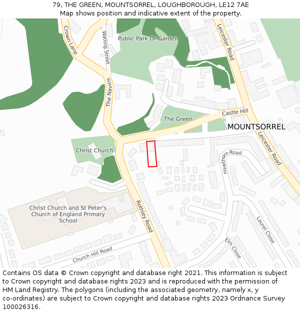 79, THE GREEN, MOUNTSORREL, LOUGHBOROUGH, LE12 7AE: Location map and indicative extent of plot