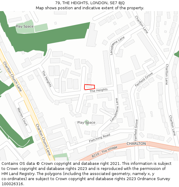 79, THE HEIGHTS, LONDON, SE7 8JQ: Location map and indicative extent of plot