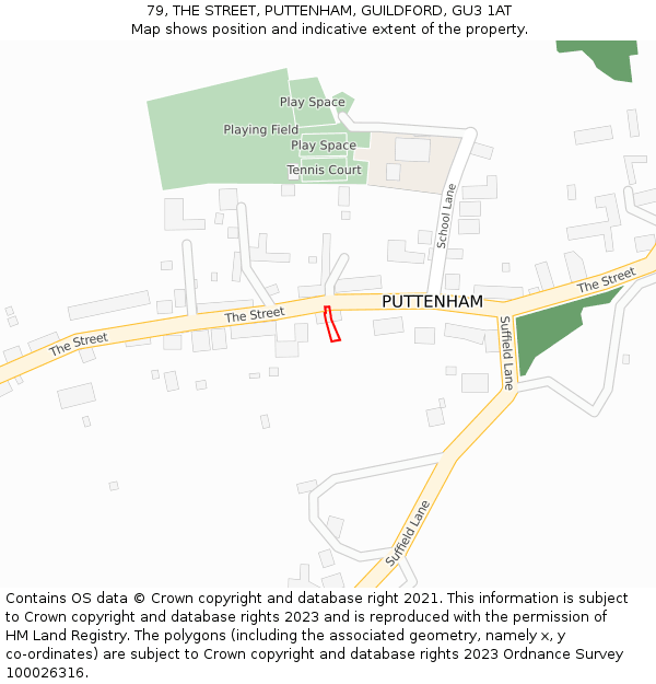 79, THE STREET, PUTTENHAM, GUILDFORD, GU3 1AT: Location map and indicative extent of plot