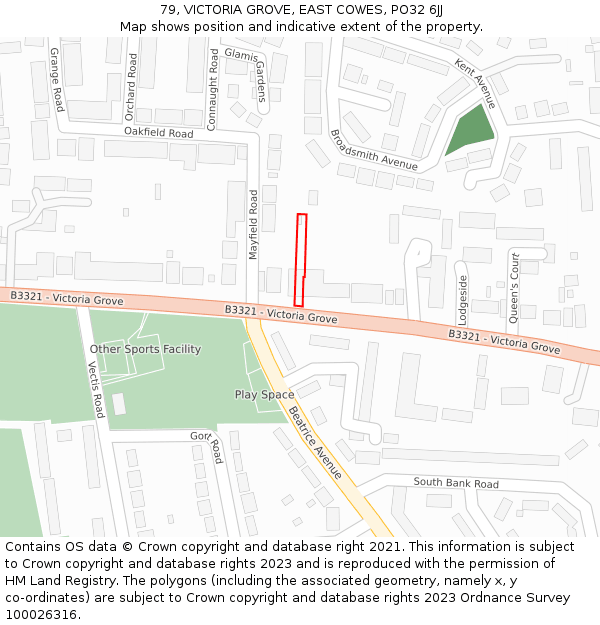 79, VICTORIA GROVE, EAST COWES, PO32 6JJ: Location map and indicative extent of plot