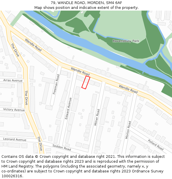 79, WANDLE ROAD, MORDEN, SM4 6AF: Location map and indicative extent of plot