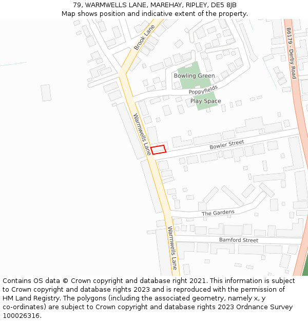 79, WARMWELLS LANE, MAREHAY, RIPLEY, DE5 8JB: Location map and indicative extent of plot