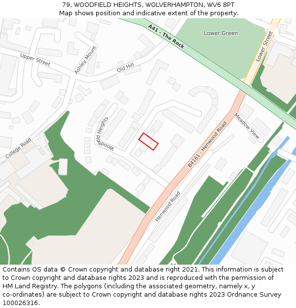 79, WOODFIELD HEIGHTS, WOLVERHAMPTON, WV6 8PT: Location map and indicative extent of plot