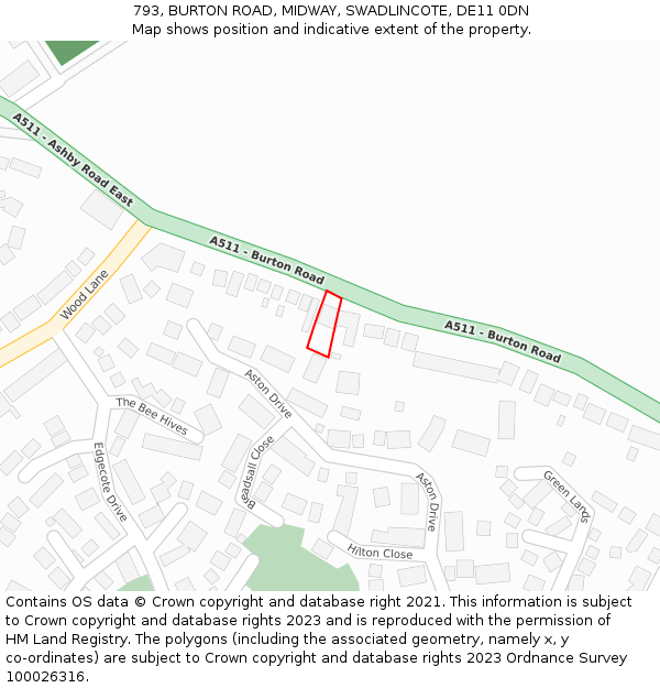 793, BURTON ROAD, MIDWAY, SWADLINCOTE, DE11 0DN: Location map and indicative extent of plot