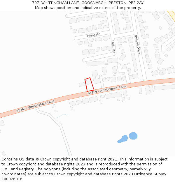 797, WHITTINGHAM LANE, GOOSNARGH, PRESTON, PR3 2AY: Location map and indicative extent of plot