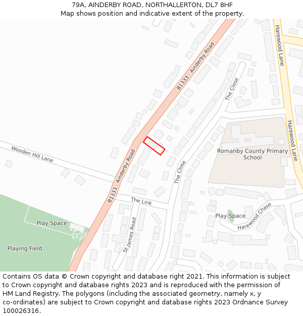 79A, AINDERBY ROAD, NORTHALLERTON, DL7 8HF: Location map and indicative extent of plot