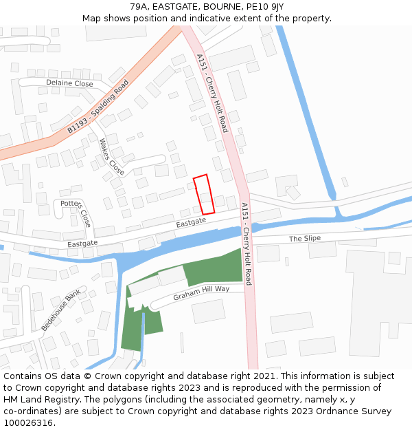 79A, EASTGATE, BOURNE, PE10 9JY: Location map and indicative extent of plot