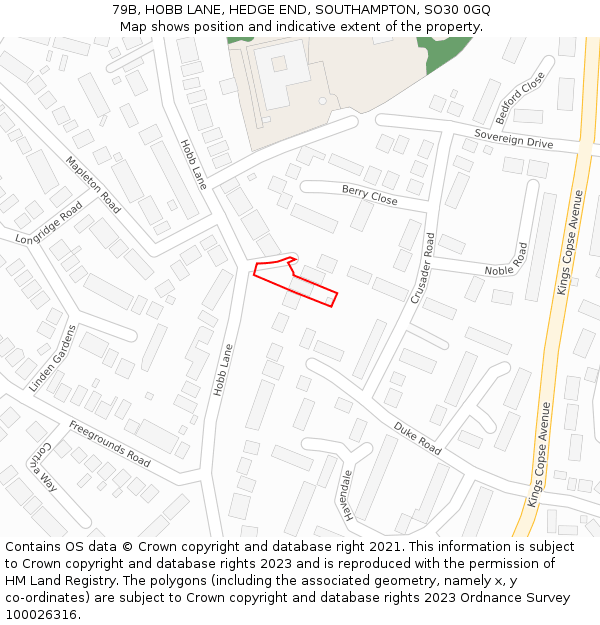 79B, HOBB LANE, HEDGE END, SOUTHAMPTON, SO30 0GQ: Location map and indicative extent of plot