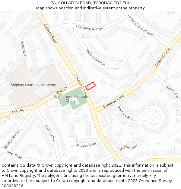 7A, COLLATON ROAD, TORQUAY, TQ2 7HH: Location map and indicative extent of plot
