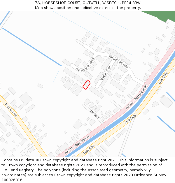 7A, HORSESHOE COURT, OUTWELL, WISBECH, PE14 8RW: Location map and indicative extent of plot