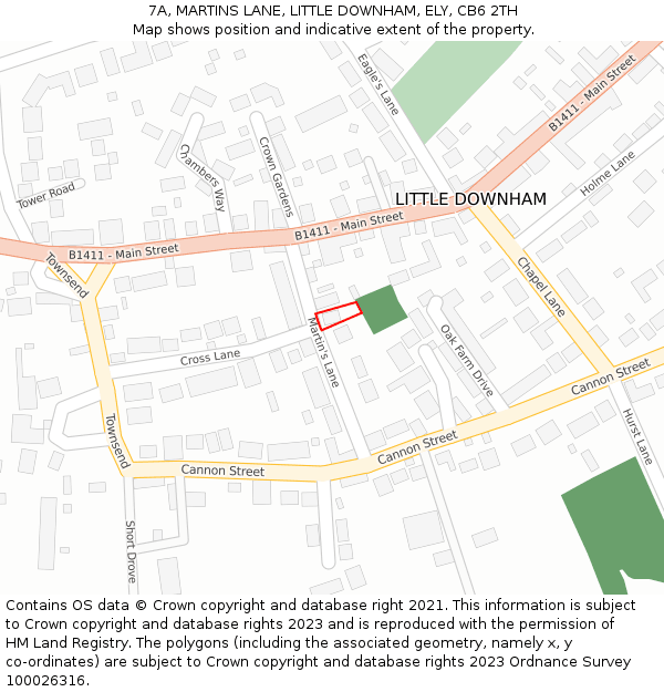 7A, MARTINS LANE, LITTLE DOWNHAM, ELY, CB6 2TH: Location map and indicative extent of plot