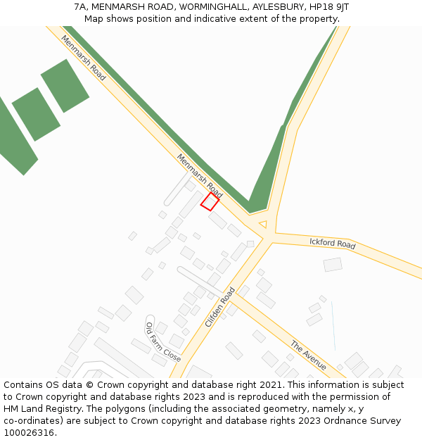 7A, MENMARSH ROAD, WORMINGHALL, AYLESBURY, HP18 9JT: Location map and indicative extent of plot