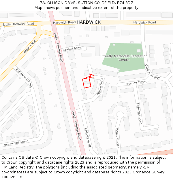 7A, OLLISON DRIVE, SUTTON COLDFIELD, B74 3DZ: Location map and indicative extent of plot