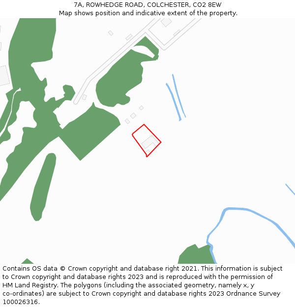 7A, ROWHEDGE ROAD, COLCHESTER, CO2 8EW: Location map and indicative extent of plot