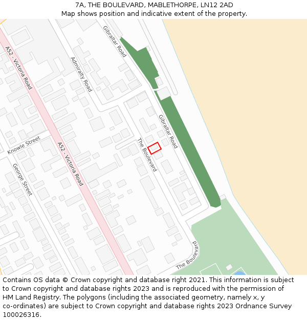 7A, THE BOULEVARD, MABLETHORPE, LN12 2AD: Location map and indicative extent of plot