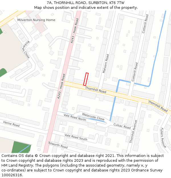 7A, THORNHILL ROAD, SURBITON, KT6 7TW: Location map and indicative extent of plot