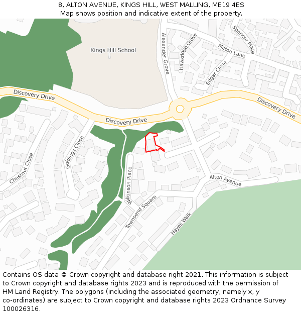 8, ALTON AVENUE, KINGS HILL, WEST MALLING, ME19 4ES: Location map and indicative extent of plot